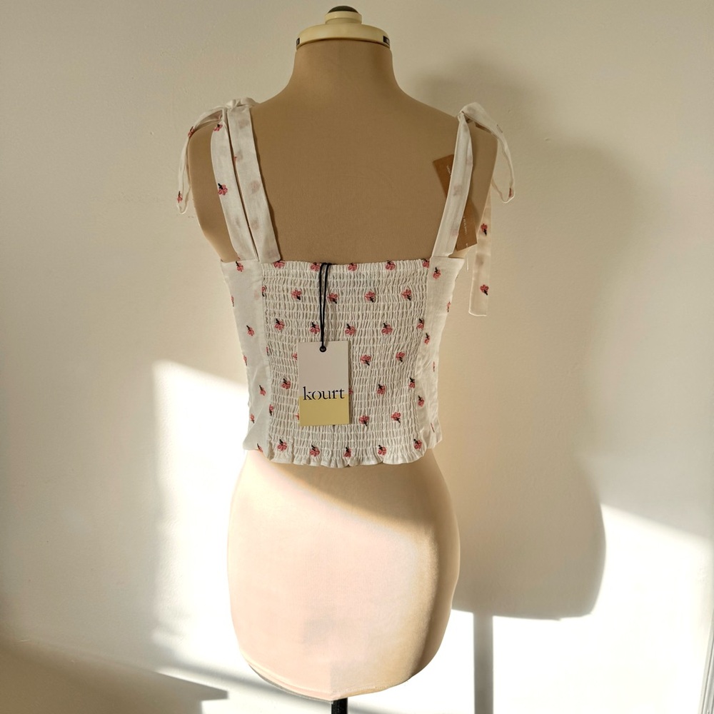 NWT Kourt Floral White Tie Strap Bustier Corset Top sz XS / 2 - Picture 7 of 16